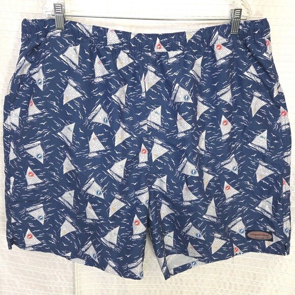 Vineyard Vines Board Shorts Swim Sailboat Pattern Mesh Lined Men's XXL SEE DESC - Picture 9 of 9